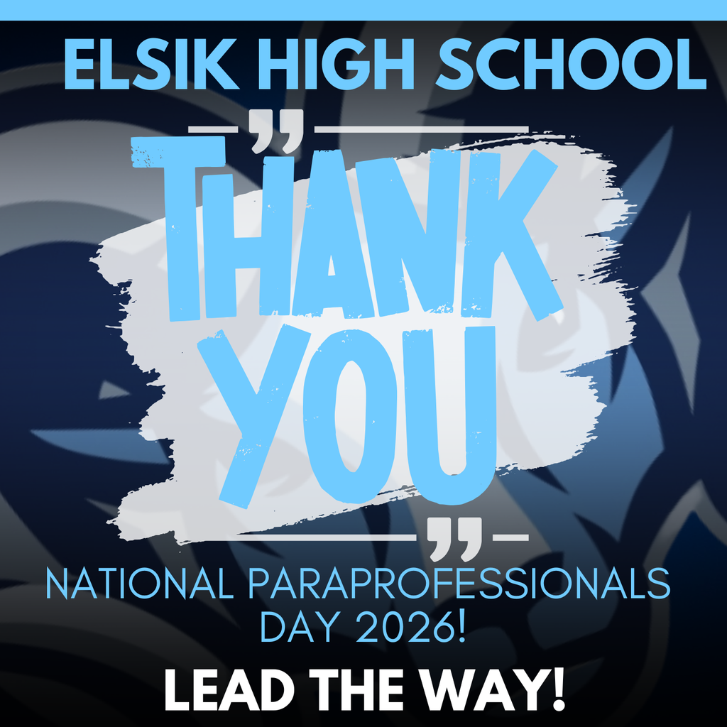 An advertisement for Elsik High School’s National Paraprofessionals Day 2026, featuring a blue and white brushstroke and text.