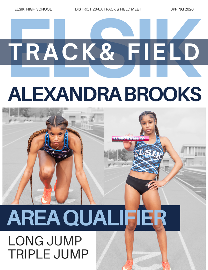 Cover of an Elsik High School track and field magazine shows Alexandra Brooks in two poses.