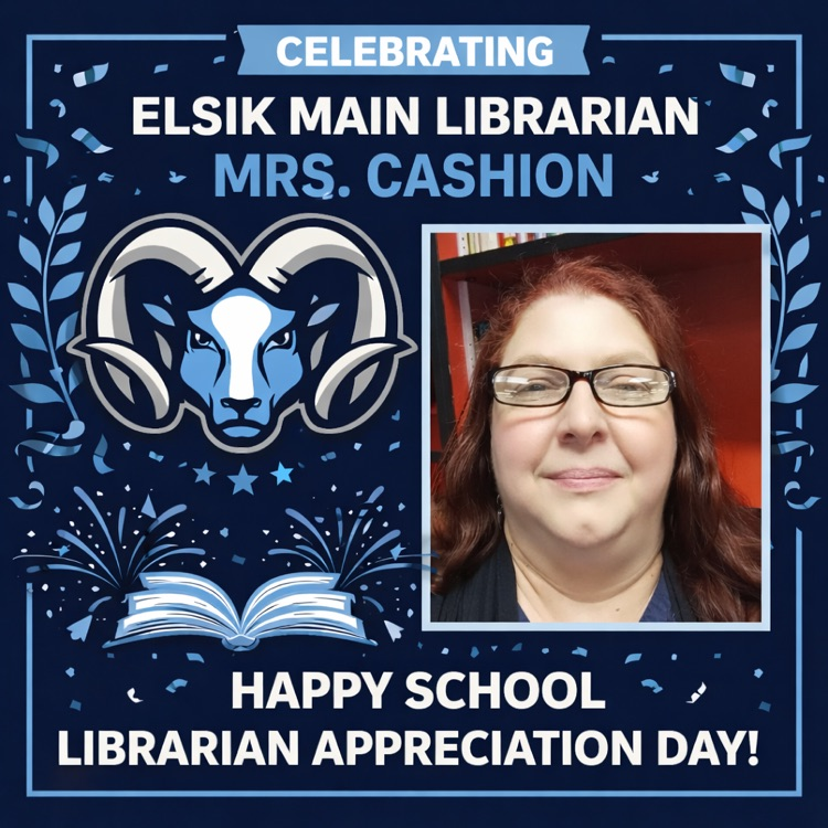 Celebrating Elsik Main Librarian Mrs. Cashion this School Librarian Appreciation Day! 📚 Thank you for inspiring a love of reading, supporting our students, and making the library a place to thrive. 💙🐏 #ElsikPride