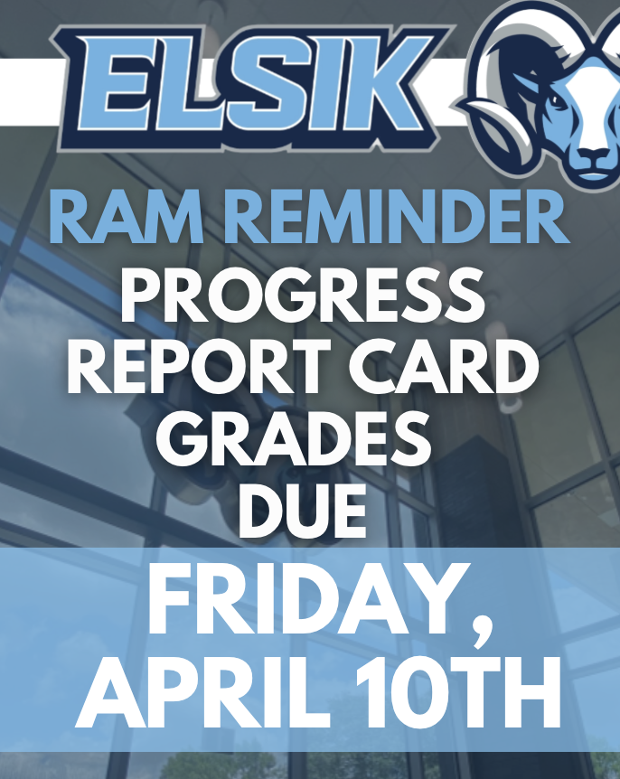 π£ Ram Reminder! Progress report grades are due Friday, April 10. Families, please check with students and teachers to ensure all grades are submitted on time. π