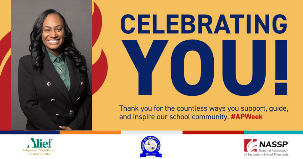 An advertisement featuring a smiling woman in a suit against a yellow and red background. Text reads "CELEBRATING YOU!" and thanks for support. Logos for Nlief and NASSP are at the bottom.