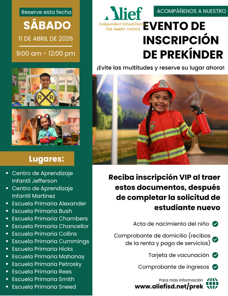 Alief ISD Pre-K Event April 2026 - Spanish 
