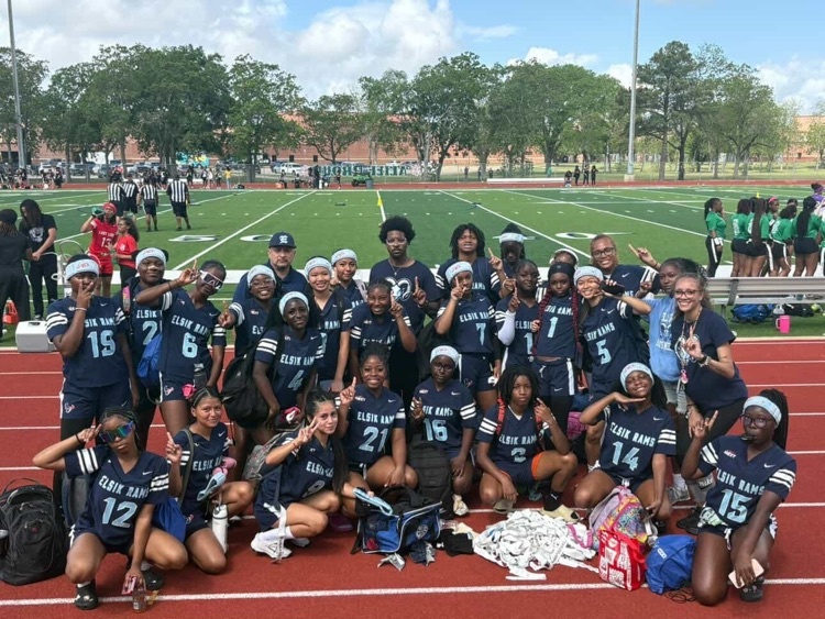 The Elsik Girls Flag Football team comes out on top with a strong 14–6 victory over Lamar Consolidated! 🏈🔥  Proud of our Lady Rams for their grit, teamwork, and determination. Keep leading the way! #RAMnation
