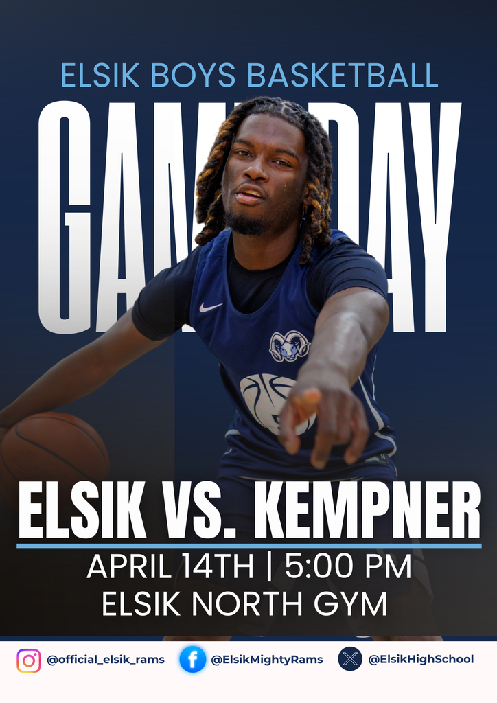 🏀 Game Day at Elsik! The Rams are ready to defend home court as Elsik Boys Basketball takes on Kempner. Come bring the energy and support the team! 📅 April 14 | 🕔 5:00 PM 📍 Elsik North Gym Let’s pack the gym—Go Rams! 🐏💙