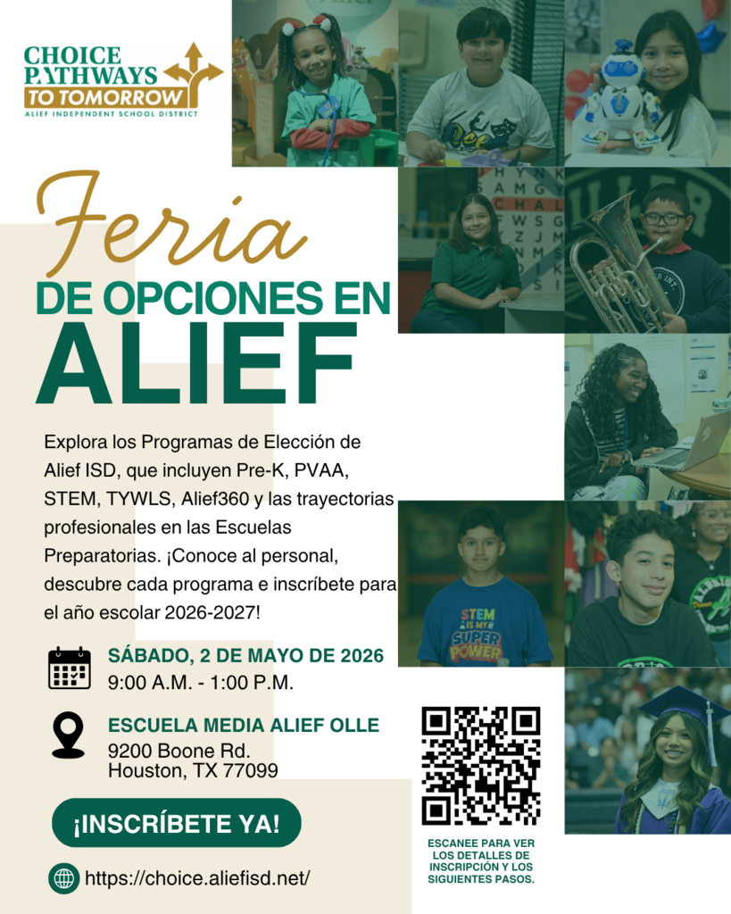 Feria de Opciones en Alief    Sabado 2 de May de 2026   9 am - 1 pm