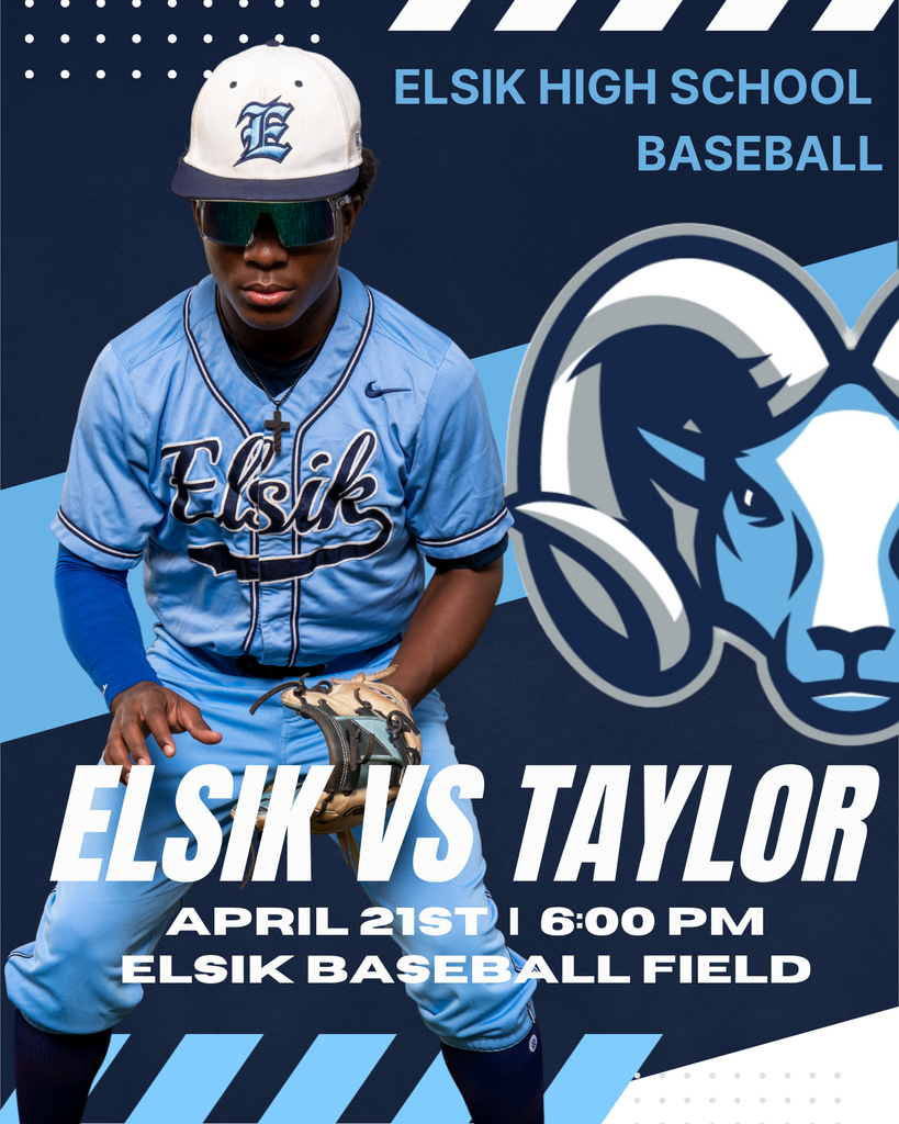 Celebrate Senior Night with Elsik Baseball as the Rams take on Taylor! ⚾️ Tuesday, April 21st at 6:00 PM at the Elsik Baseball Field. Come honor our seniors, pack the stands, and show your Elsik pride all game long! 💙🐏