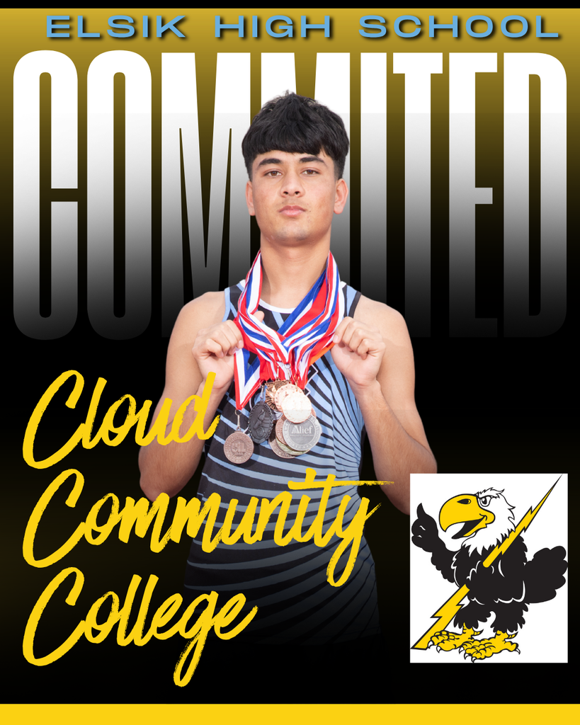A young man stands with medals around his neck, wearing a sleeveless shirt. Text reads "Committed" and "Cloud Community College" in bold, along with a logo.