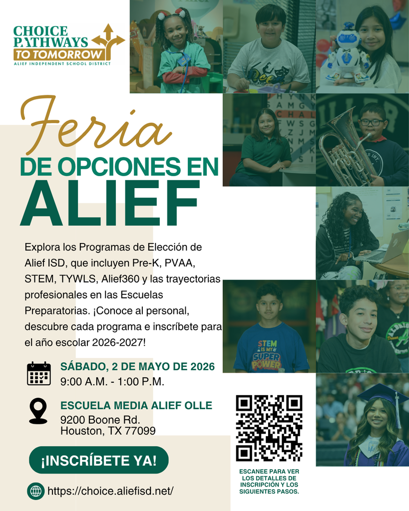 An event poster shows images of children with musical instruments, a robot, and science equipment. Text is in Spanish.