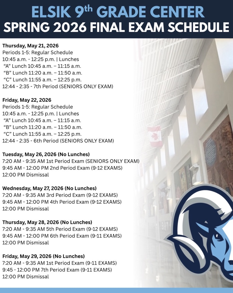 Final exams are set, ENGC! 📝 Check the Spring 2026 schedule and plan ahead. Stay focused, meet eligibility for exemptions, and finish strong. Mighty Rams, let’s show up and show out! 💙 #RamNation #LeadTheWay