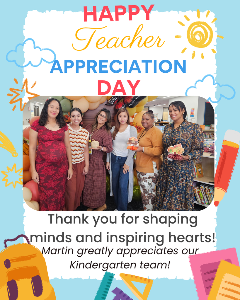 A collage of five women, standing together in a classroom. Words read: "Happy Teacher Appreciation Day."