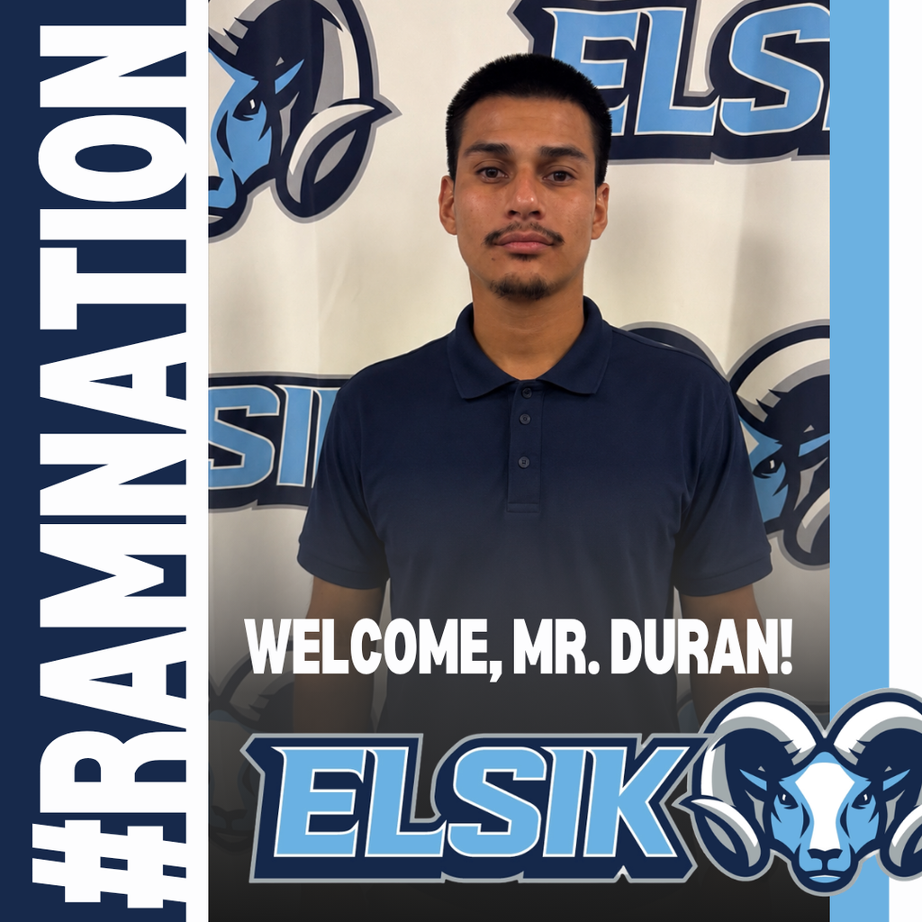 A man in a blue polo stands in front of a backdrop with "Welcome, Mr. Duran!" and a ram logo.