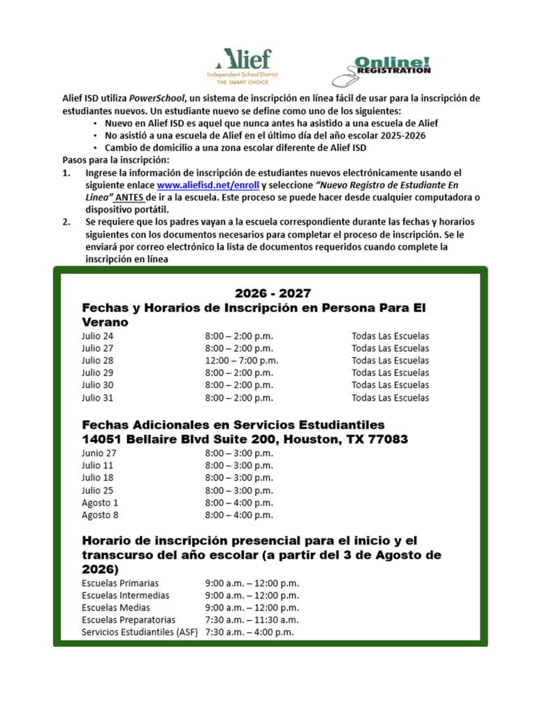 A document with a green border displays dates and times in July and August, along with locations and a contact email address.