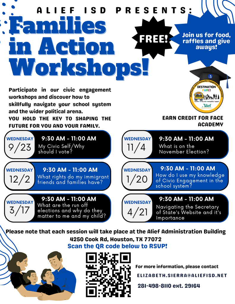 Families in action workshop flyer in english