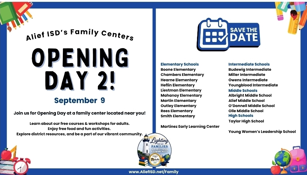 Flyer for Family Center Opening Day 2