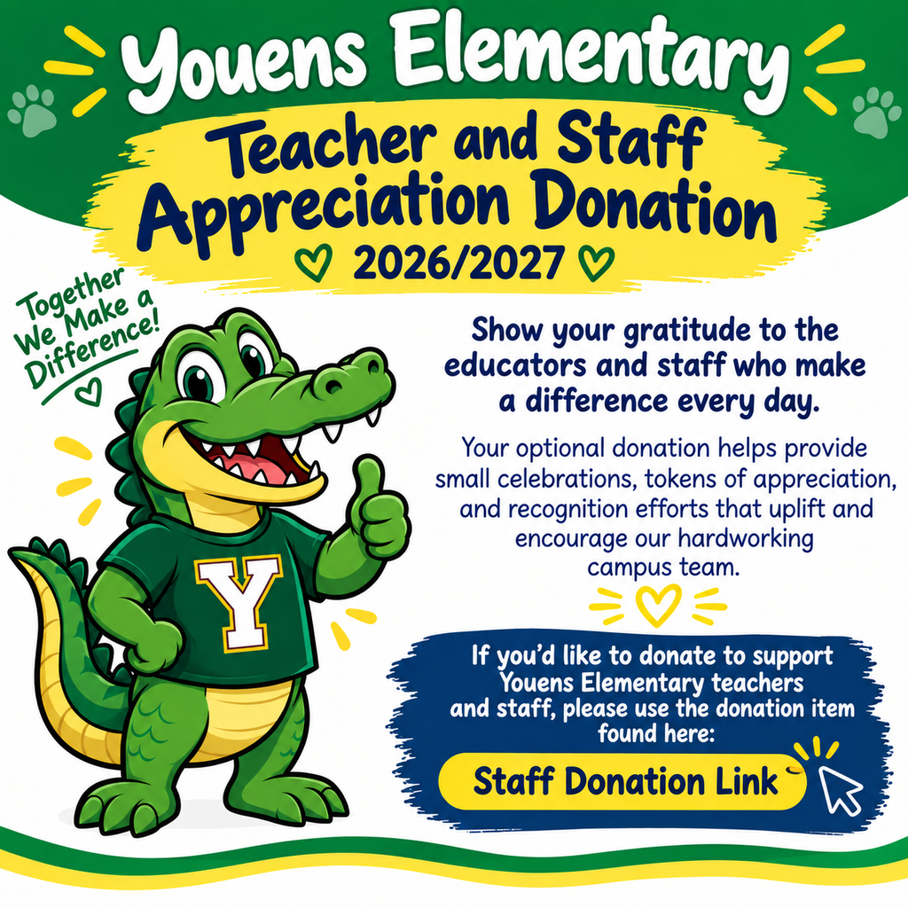 Youens Gator showing thumbs up for donation flyer 