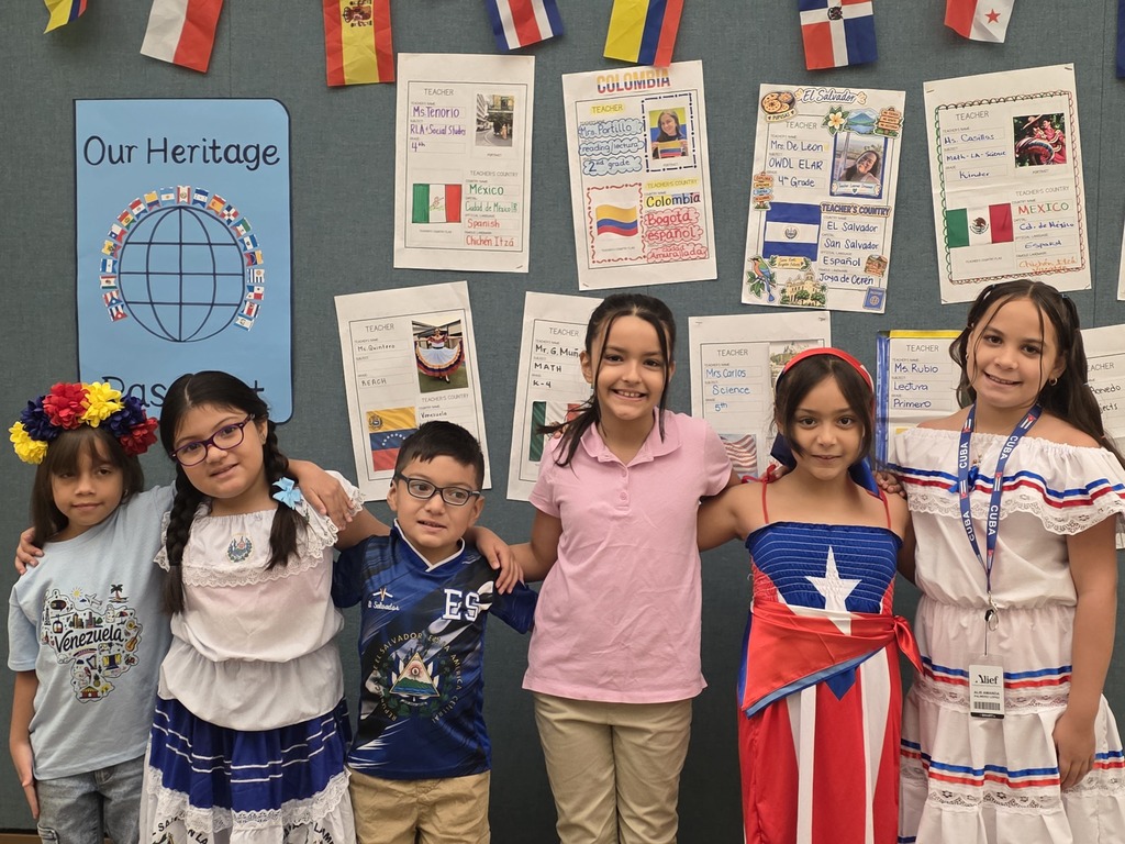 Students and teachers dressed in Hispanic attire