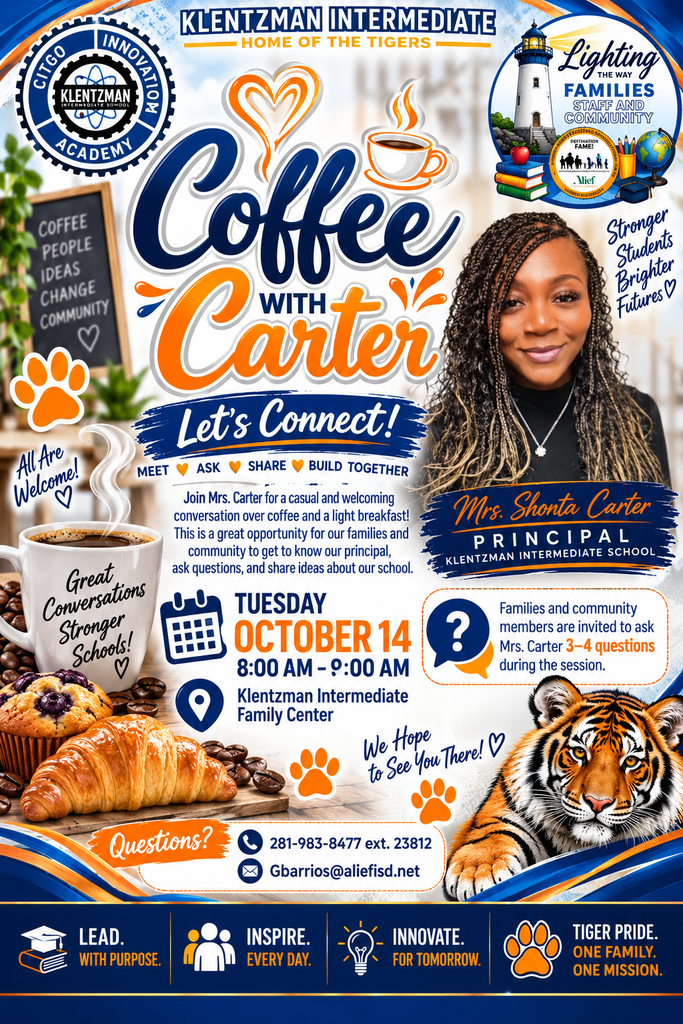 Coffee with Carter informational flyer in English