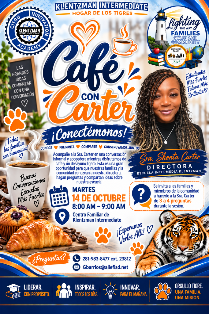 Coffee with Carter informational flyer in Spanish