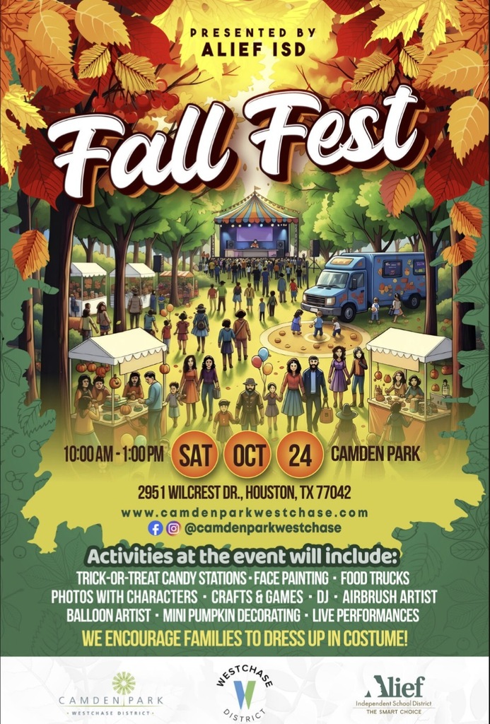 Event flyer for Fall Fest on Oct. 24 from 10 a.m. to 1 p.m. at Camden Park.