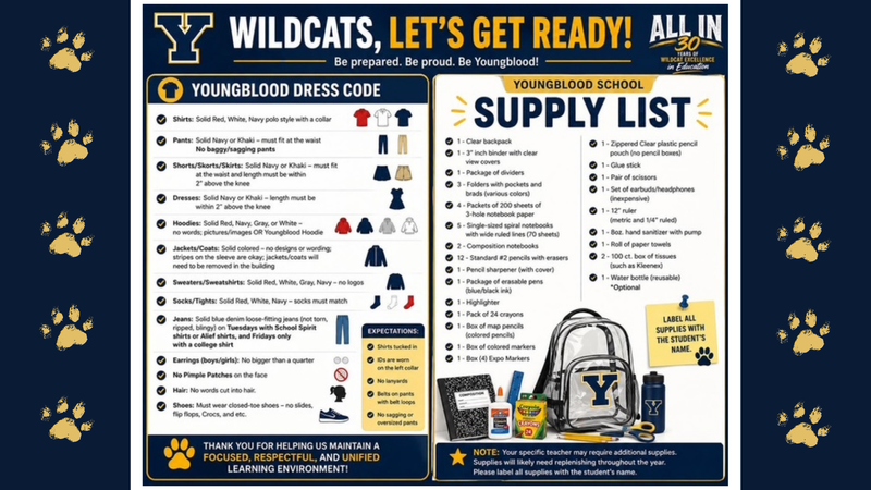 Dress Code and School Supply List: All In 30 years of Wildcats Excellence in Education