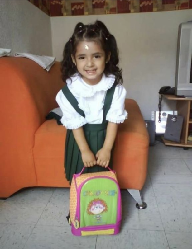 Young Ivana with a backpack