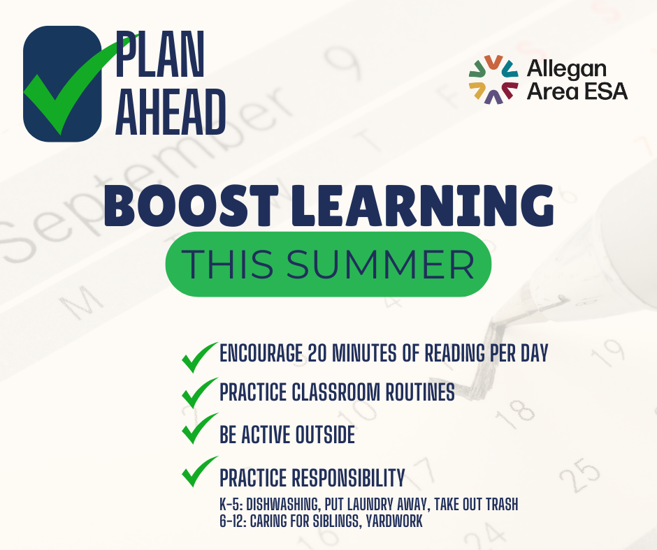 plan ahead with check mark. boost learning this summer