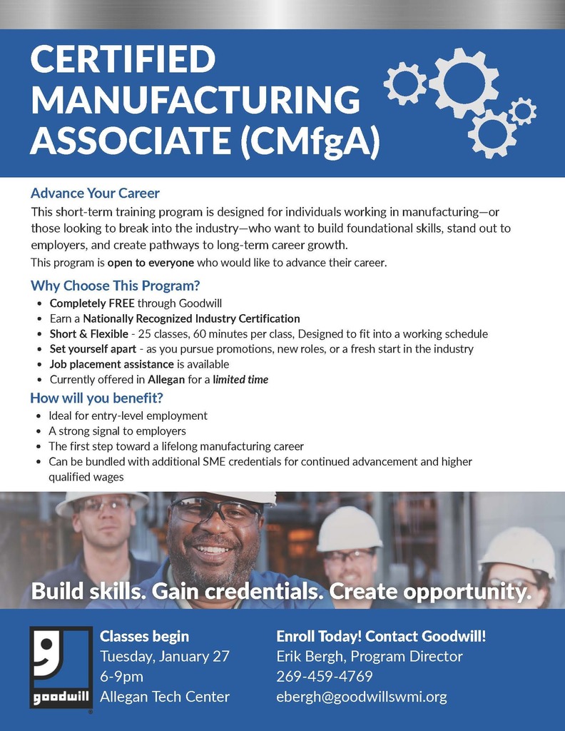 Now is the time! New Year, New Career! We are proud partners with Goodwill to be able to offer this comprehensive training. See flyers for details. This is FREE!