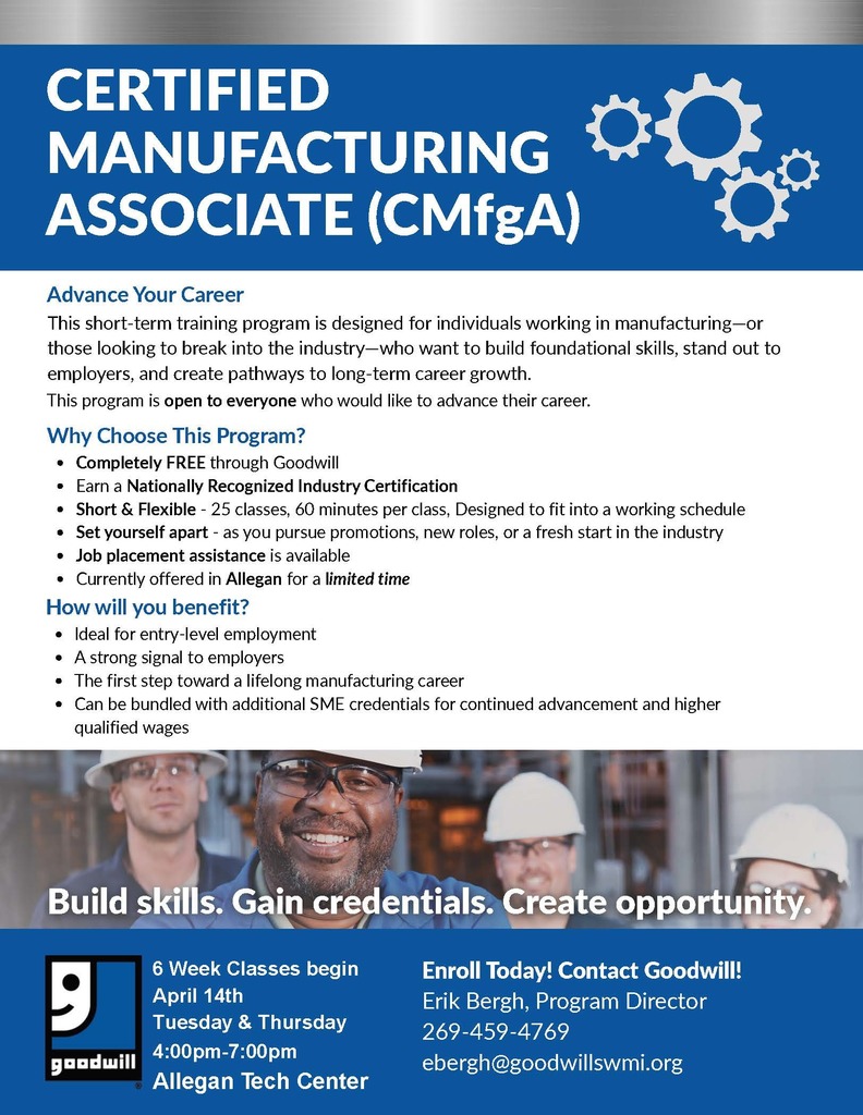 Spring Manufacturing with Goodwill at the Allegan Tech Center