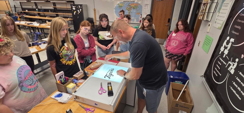 Instructor, Tim Herremans, shows the class how to transfer design to screen.