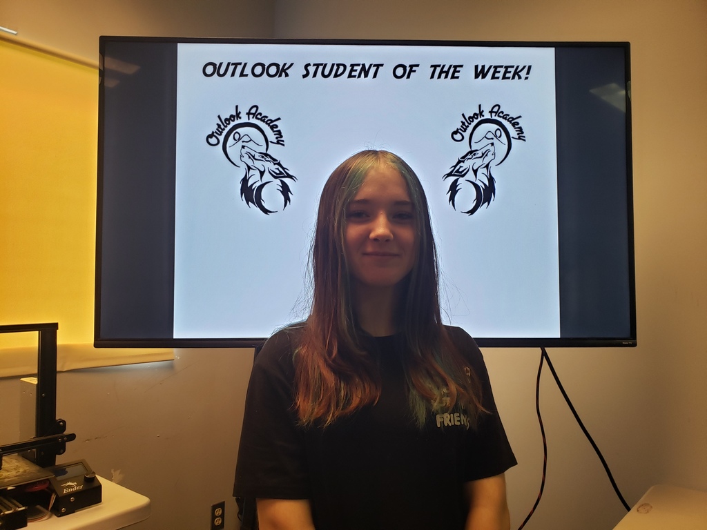 A picture of Cate as Outlook Academy's student of the week.