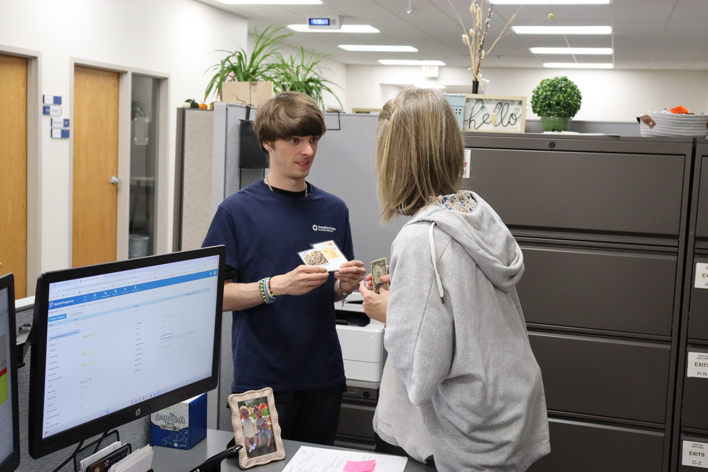 Transition Center students selling snack attack treats. 