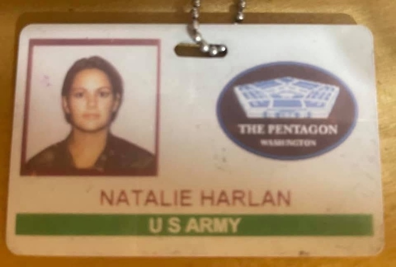 badge photo of Natalie Harlan used during her her time at the Pentagon after the attacks on September 11, 2001.
