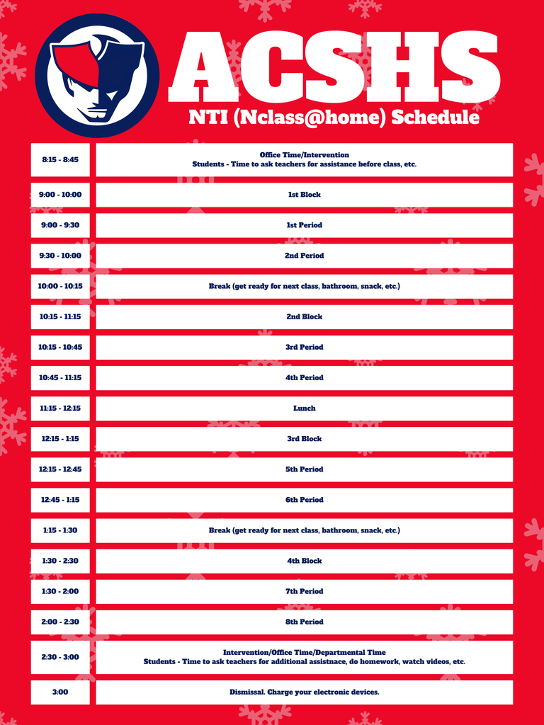 ACSHS NTI Schedule