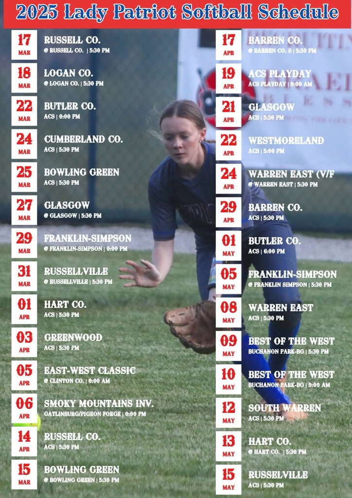 ACS Softball Schedule