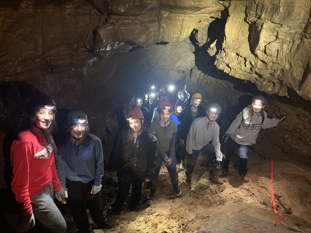 students spelunking