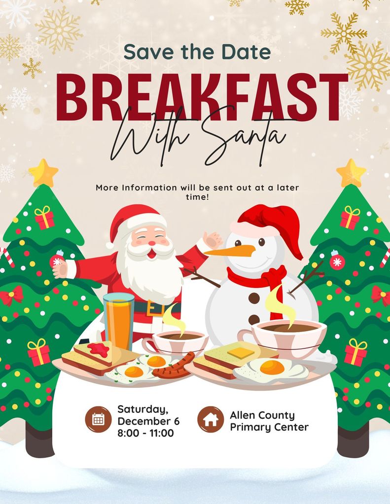 Breakfast with Santa December 6 from 8-11am