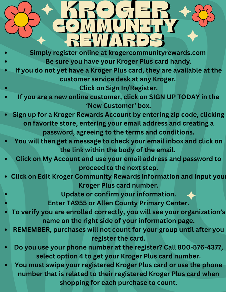 Signup instructions for Kroger Community Rewards