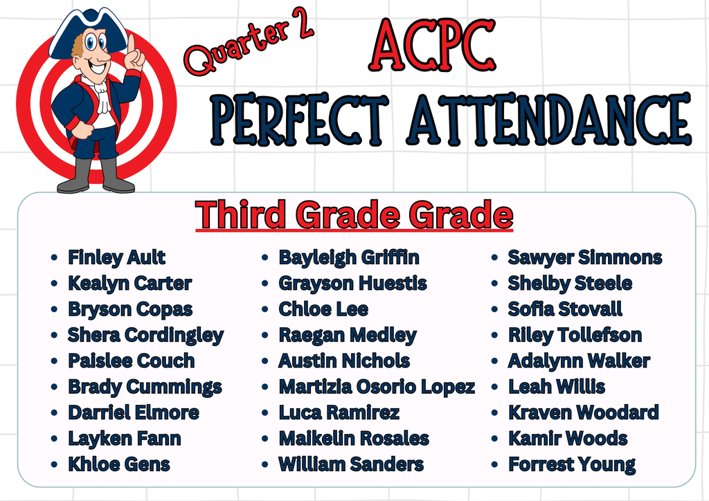 Third Grade Perfect Attendance Q2