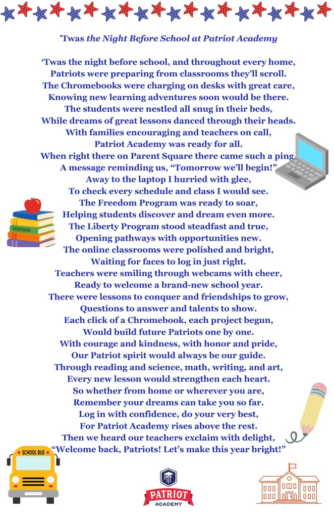 First Day of School Poem