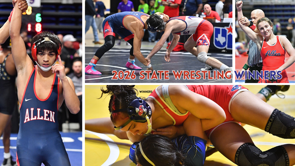 Collage of photos from UIL State Wrestling Dhampionship