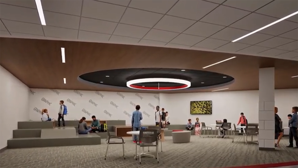 Artist's rendition of Curtis Middle School Commons area renovationl gym