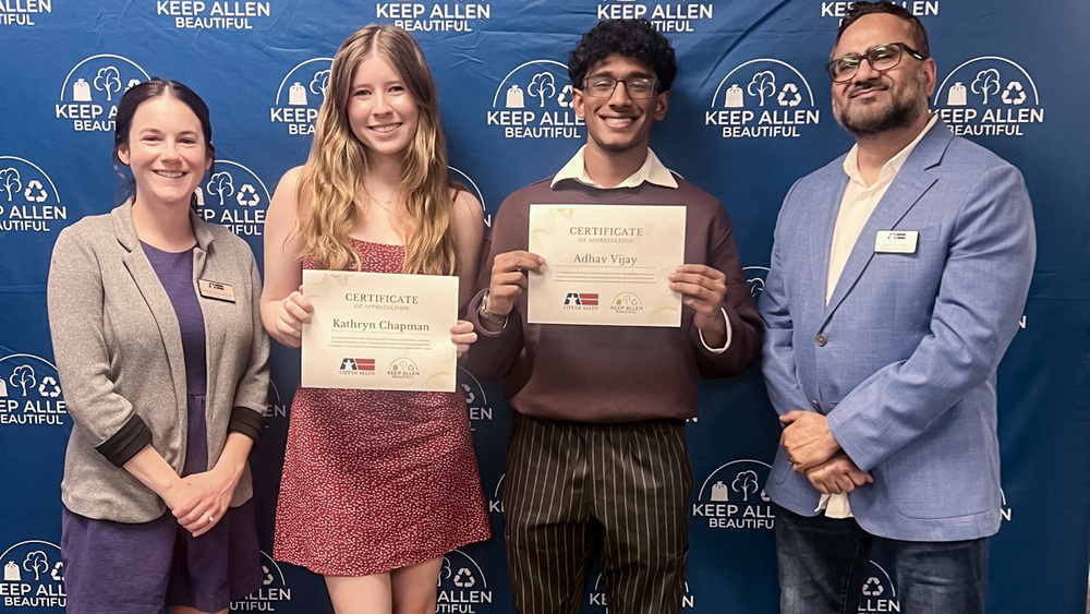 Adhav Vijay and Kate Chapman with City of Allen officials