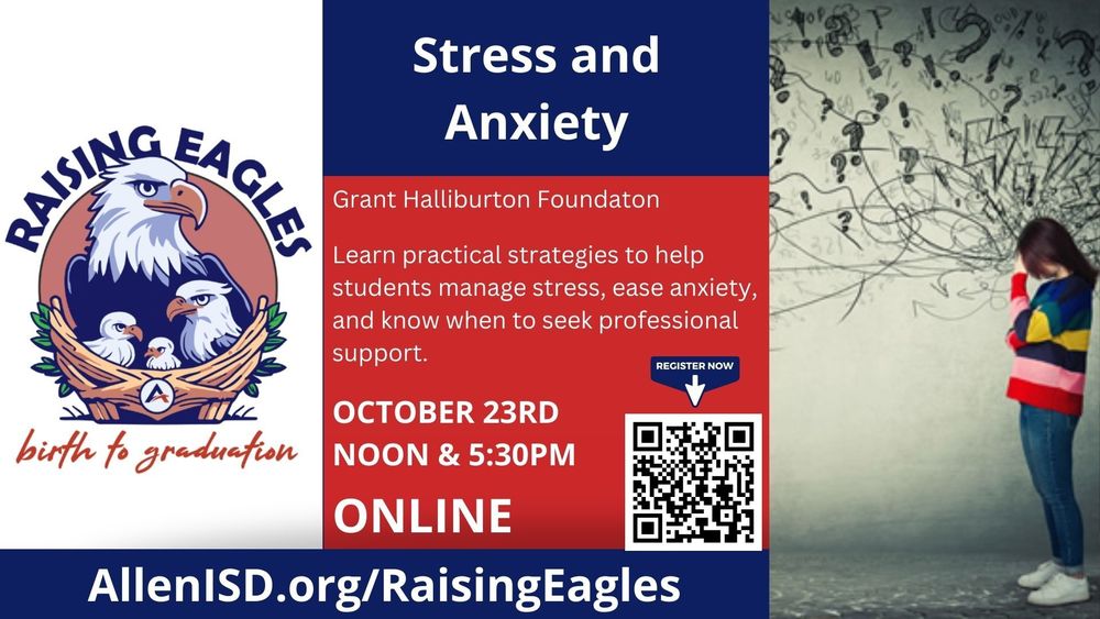 Raising Eagles: Stress and Anxiety Oct. 23, noon nad 5:30 p.m. online