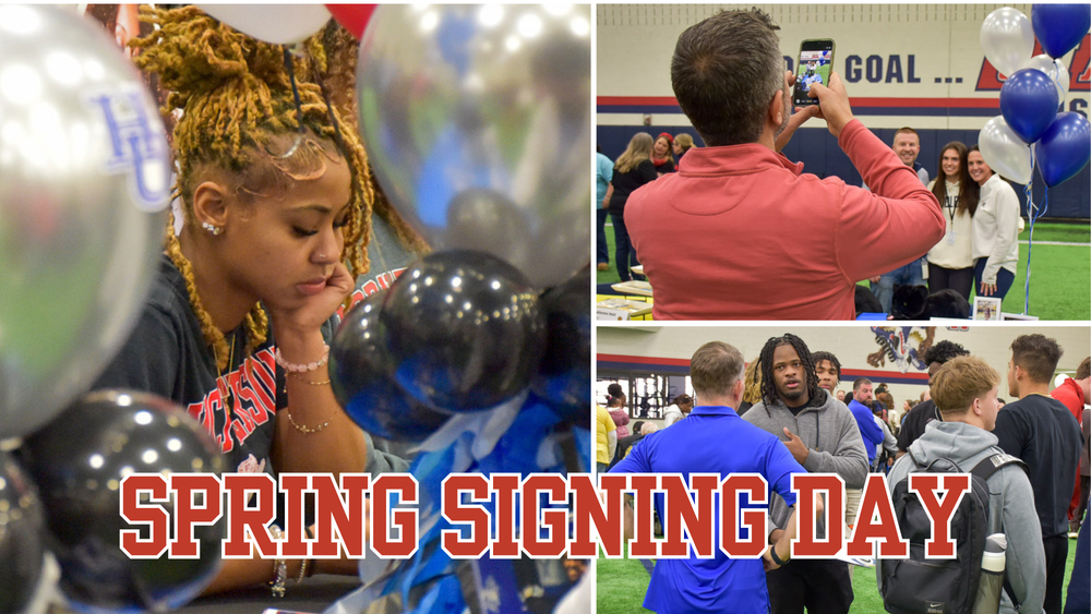Collage of photos from spring Signing Day