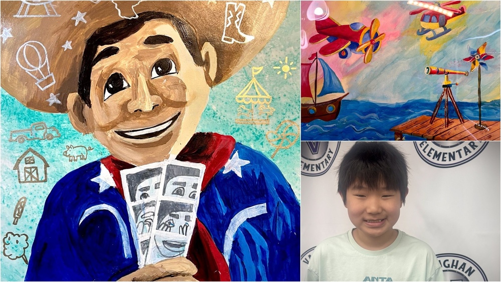 Fourth grader Haochen Ye from Vaughan Elementary won 2nd Place in the State Fair Theme category and an Honorable Mention in the Any Subject category at the Texas State Fair Art Competition. His work will be exhibited in the Art Building and follows recognition at the Allen ISD Board meeting.