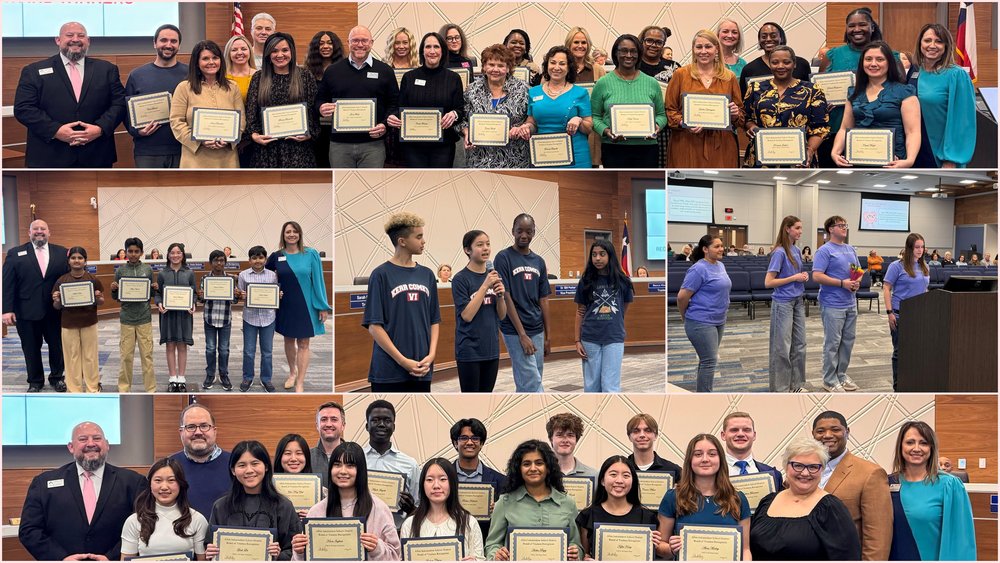 Collage of February Board of Trustees recognitions. Names are in story.