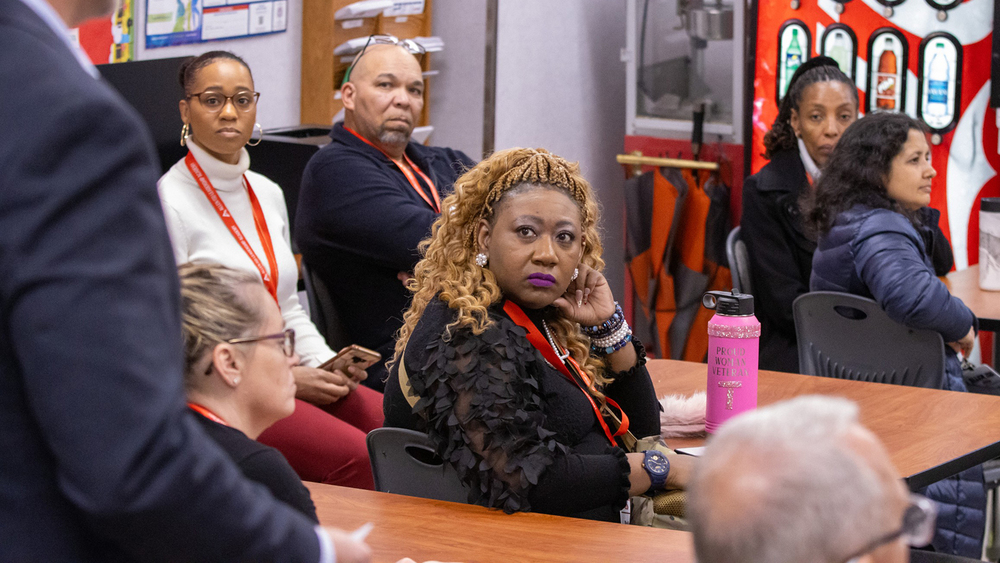 Allen ISD Leadership Academy group hears about the Allen ISD Service Center