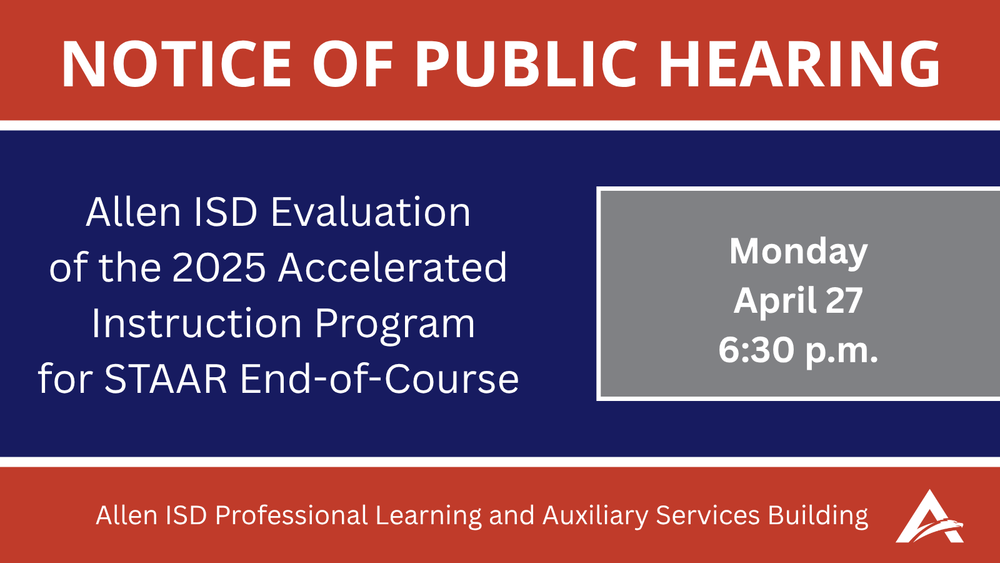 STAAR Public Hearing Monday April 27 6:30 p.m., PLAS Buildin