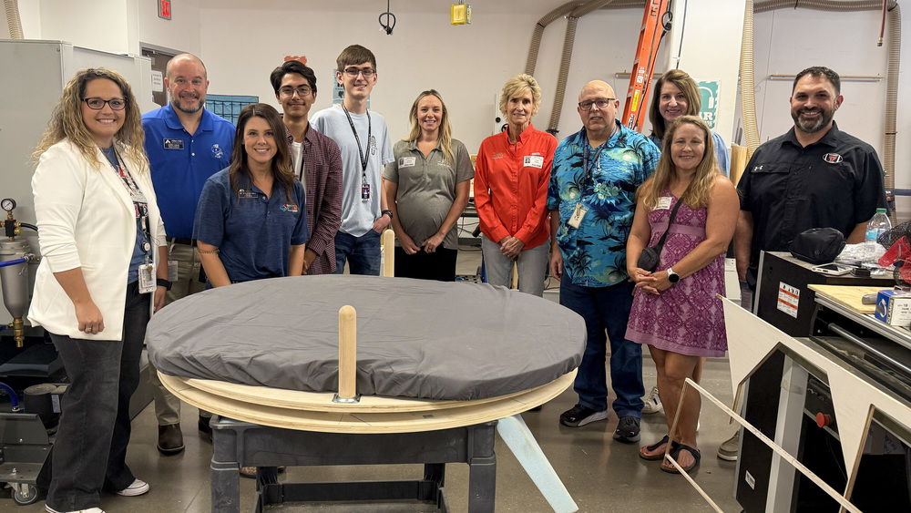 CTE Students with Astronaut Board