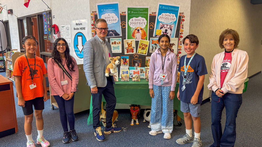 Author W. Bruce Cameron visited multiple schools, engaging students with stories, discussion, and insights into writing, imagination, and his new book, Stella: Ranch Patrol.